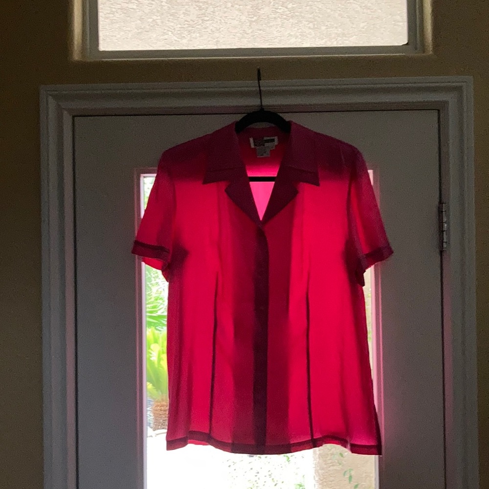 Vintage 100% Silk Simon Chang Hot Pink Shirt